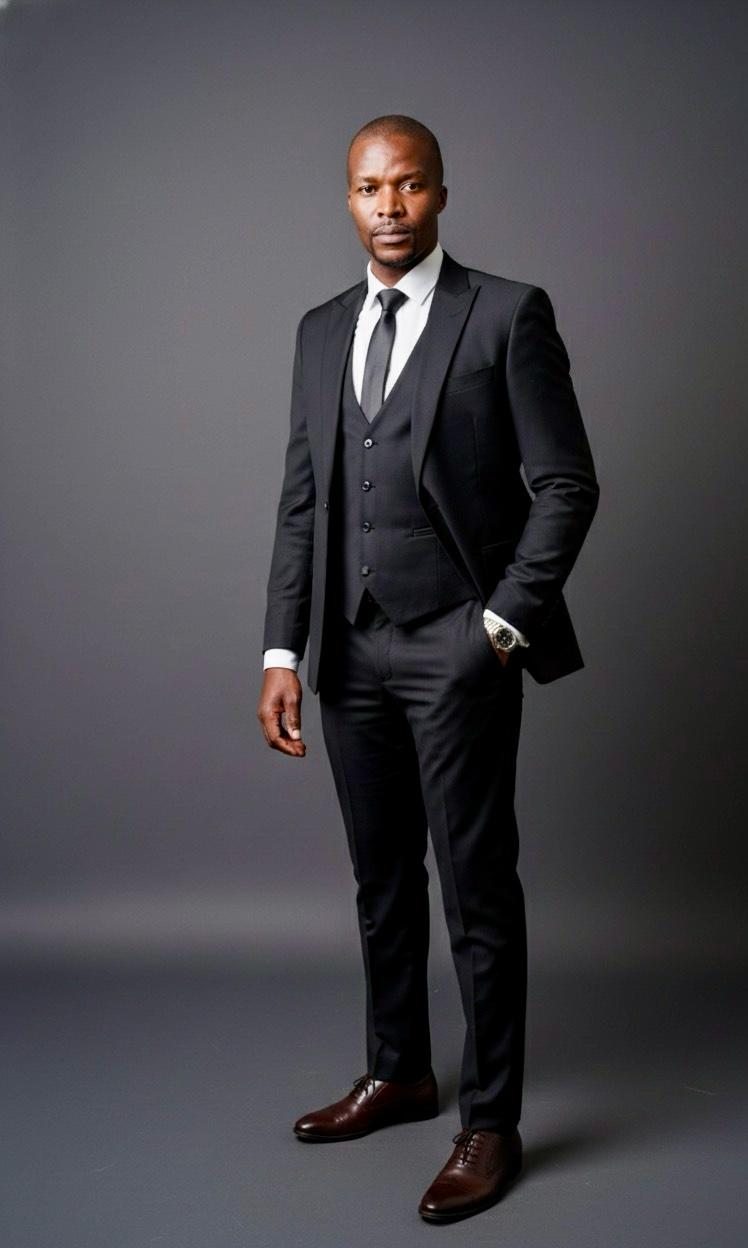 Groom in classic black tuxedo